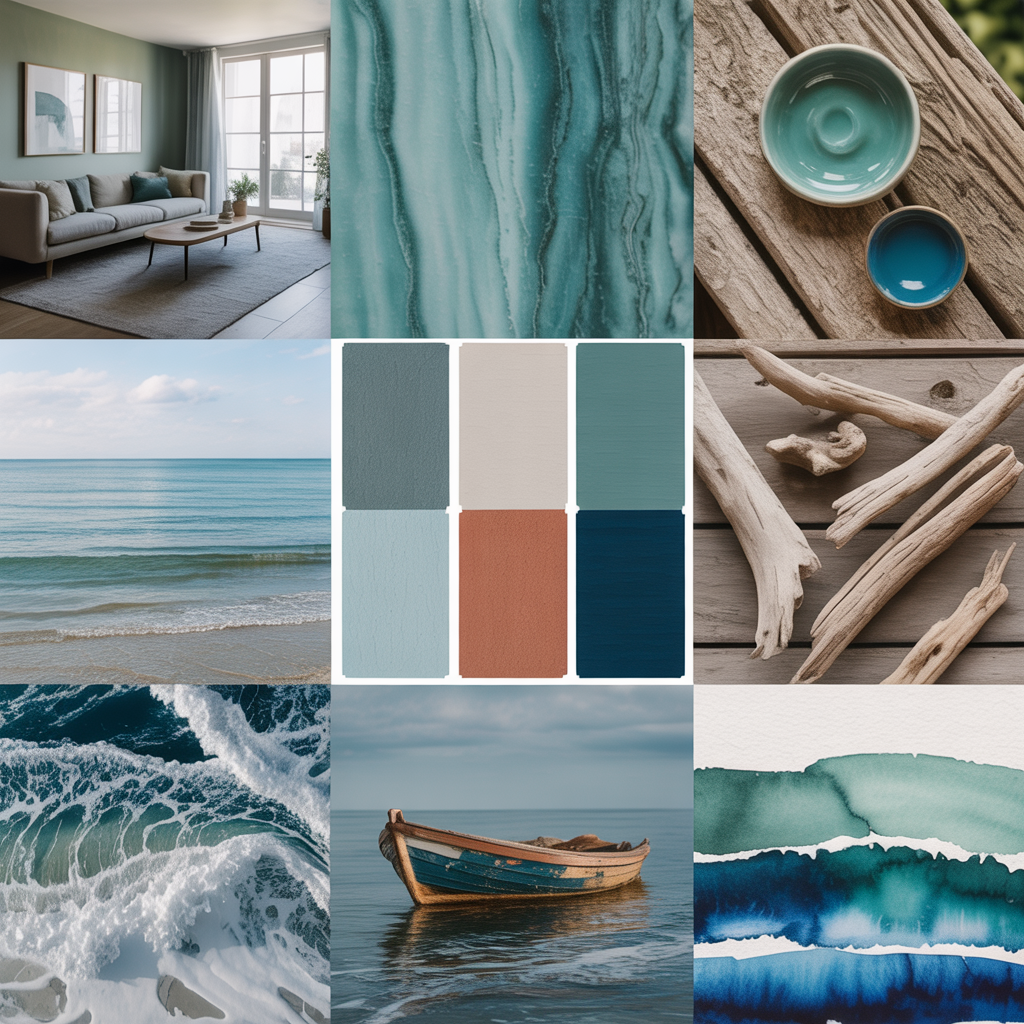 collage image of beach colors and scenes